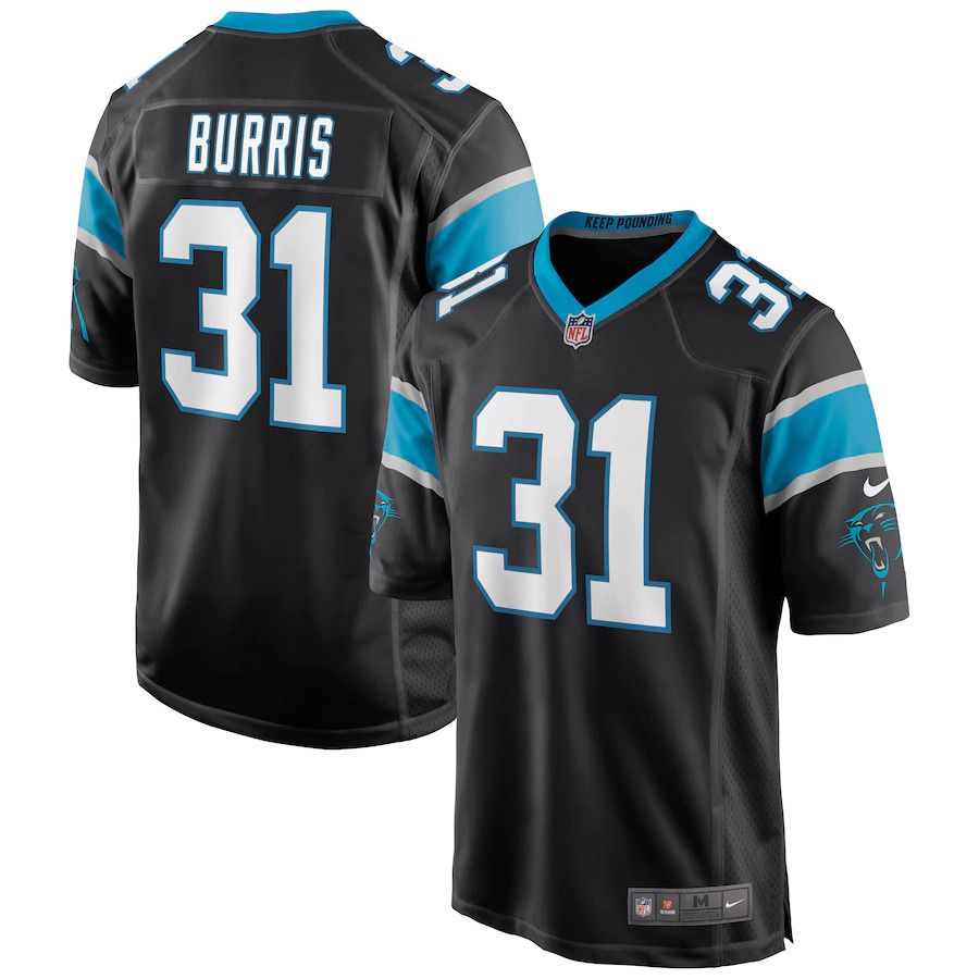 Men Carolina Panthers 31 Juston Burris Nike Black Game NFL Jersey